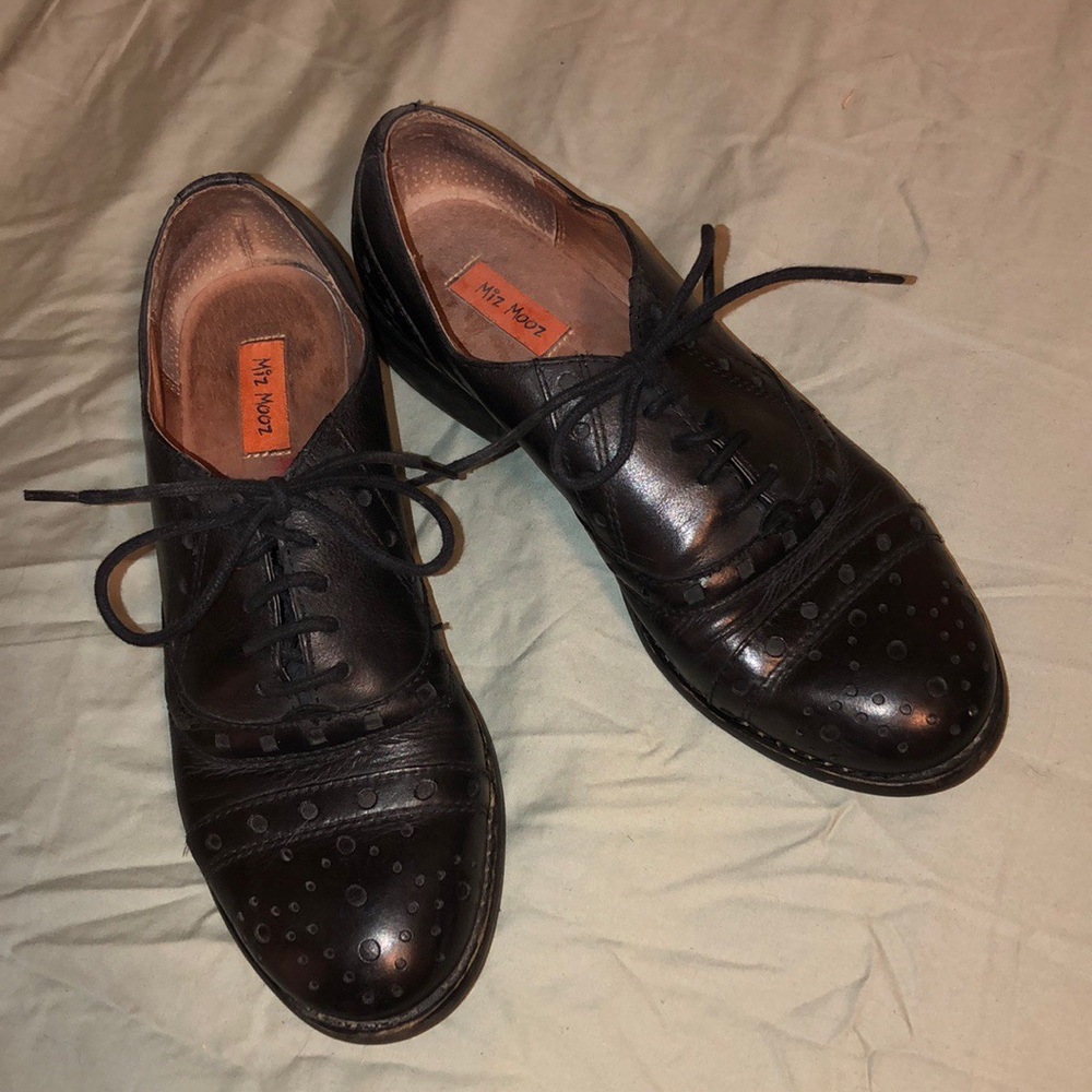 Miz Mooz Oxford flats leather black size 8